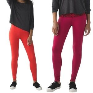 Lululemon Wunder Under Pant III (Reversible) Cranberry / Alarming Size 4 Legging